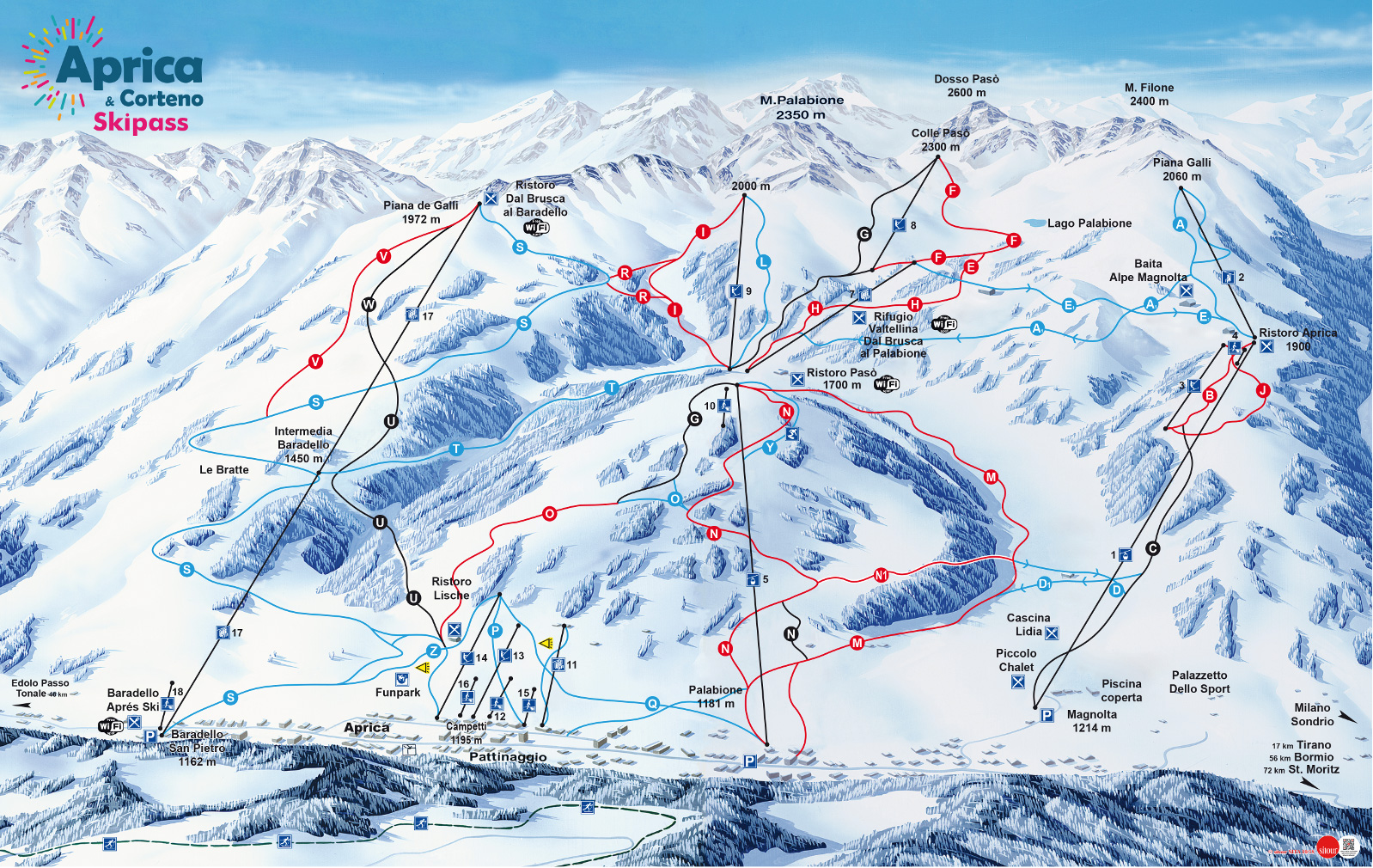 mapa tras narciarskich Aprica