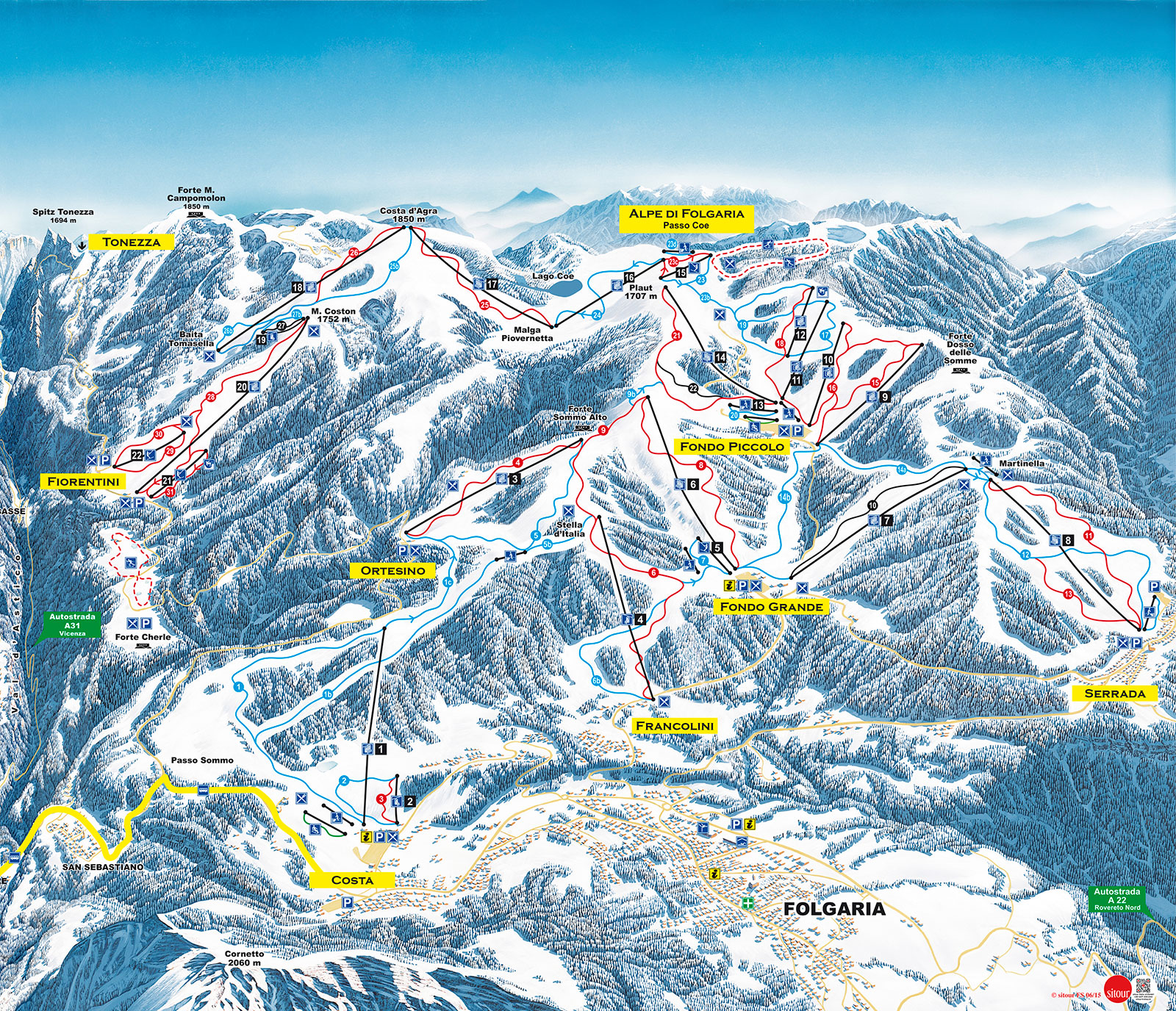 Folgaria mapa tras narciarskich